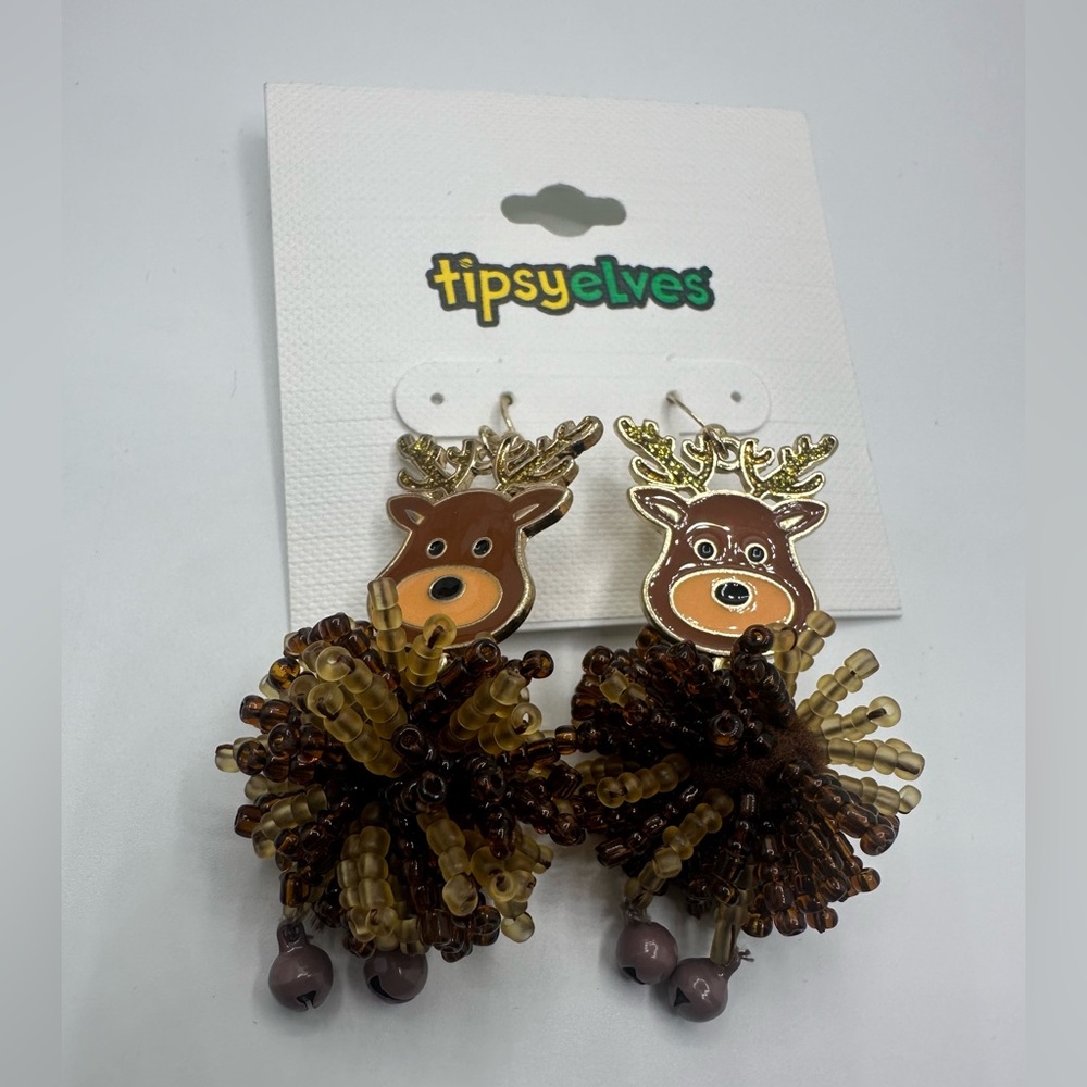 Tipsy Elves beaded Reindeer Earrings